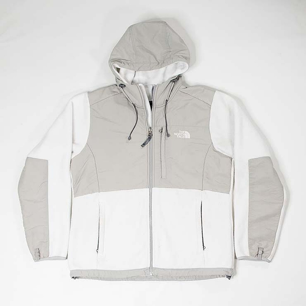 The North Face Womens Denali 2 Jacket Polartec Fleece Hooded Zip-Up Gray White S